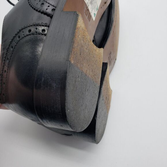 Barneys New York Shoes Men US 10 Black Wingtip Brogue Oxford Made Italy Lace Up - Picture 10 of 12